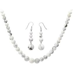 YACQ 925 Sterling Silver 6mm 8mm 10mm Gemstone Beads Necklace Earrings Sets Handcrafted Jewelry for Women
