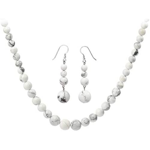 YACQ 925 Sterling Silver 6mm 8mm 10mm Gemstone Beads Necklace Earrings Sets Handcrafted Jewelry for Women