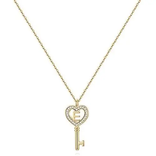 MONOZO Initial Necklace for Women Gold, 14K Gold Plated Letter Charm Necklaces Cubic Zirconia Pendant Key Initial Necklace for Women Her Teen Girls Birthday