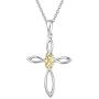 FANCIME 14K Gold Plated Sterling Silver Celtic Knot Cross Crucifix Infinity Pendant Necklace for Women Girls,16+2''