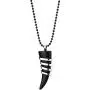 COOLSTEELANDBEYOND Men Women Black Onyx Tusk Horn Pendant Wrapped by Stainless Steel Wire Black Silicone Strap Necklace COOLSTEELANDBEYOND Men Women Black Onyx Tusk Horn Pendant Wrapped by Stainless Steel Wire Black Silicone Strap Necklace