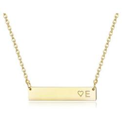 Finrezio Gold Plated Stainless Steel Initial Heart Bar Necklace Alphabet Pendant Necklace for Women Girlfriend Mother, 16''+2''