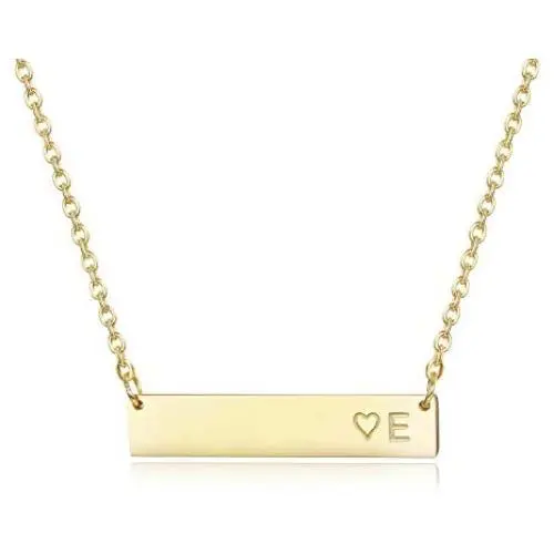 Finrezio Gold Plated Stainless Steel Initial Heart Bar Necklace Alphabet Pendant Necklace for Women Girlfriend Mother, 16''+2''