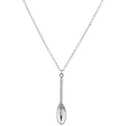 Lux Accessories Silver Tone Spoon Pendant Nolvelty Kitcshy Charm Necklace