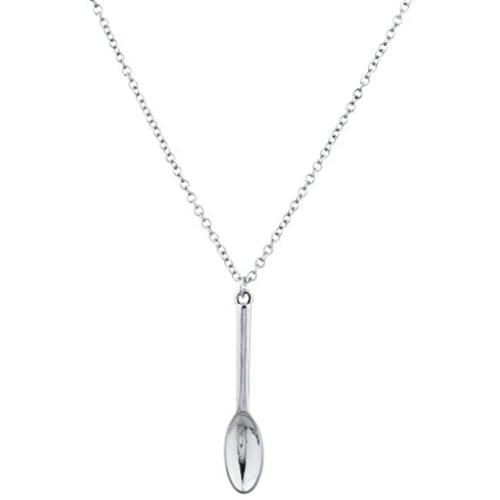 Lux Accessories Silver Tone Spoon Pendant Nolvelty Kitcshy Charm Necklace