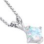 14 Karat White Gold Cushion Cut Created Opal Pendant