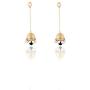 Moonstruck Traditional Long Indian Jhumka Jhumki Golden Dangle Earrings With Pearl For Women