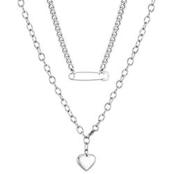 HXQ 2Pcs Cross Stainless Steel Pendant Necklace Long Chain Punk Multilayer Choker Necklace for Women Man Girls