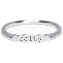 Pura Vida Salty Vibes Stackable Ring - .925 Sterling Silver Band, Brass Base - Sizes 5-9