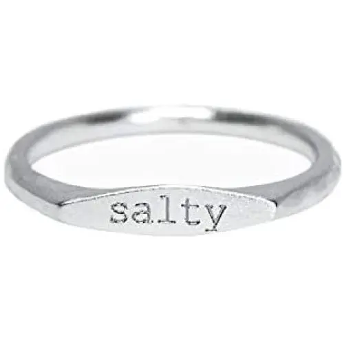 Pura Vida Salty Vibes Stackable Ring - .925 Sterling Silver Band, Brass Base - Sizes 5-9 Pura Vida Salty Vibes Stackable Ring - .925 Sterling Silver Band, Brass Base - Sizes 5-9