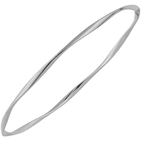 10k Yellow Gold or White Gold 2.5 mm Polish Twist Bangle Bracelet for Women