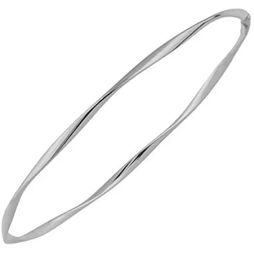 10k Yellow Gold or White Gold 2.5 mm Polish Twist Bangle Bracelet for Women 10k Yellow Gold or White Gold 2.5 mm Polish Twist Bangle Bracelet for Women