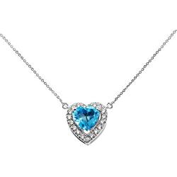 Fine Sterling Silver Diamond Personalized Birthstone CZ Heart-Shaped Necklace