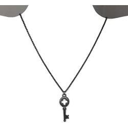 Loralyn Designs Small Medieval Black Skeleton Key Necklace Stainless Steel Chain (16-24 Inch)