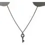 Loralyn Designs Small Medieval Black Skeleton Key Necklace Stainless Steel Chain (16-24 Inch)