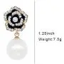 Designer imitation pearl camellia charm dangle earrings for women