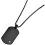 Geoffrey Beene Mens Engraving-Stainless Steel Dog Tag Pendant Necklace with Cubic Zirconia Stone