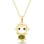 Simulated Gemstone Cute Monkey Animal Cartoon Pendant Necklace in 14K Yellow Gold Over Sterling Silver
