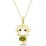 Simulated Gemstone Cute Monkey Animal Cartoon Pendant Necklace in 14K Yellow Gold Over Sterling Silver