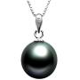 Paialco 18K White Gold Cultured Tahitian Black Pearl Pendant Necklace with 18'' Chain (Sterling Silver)