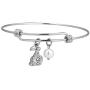 Adult Easter Gifts Bunny Costume Jewelry Idea Rabbit Holding Easter Egg Bangle Easter Jewelry for Women Bracelet Stainless Steel Silver