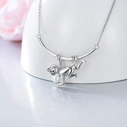PELOVNY Monkey Necklace for Women Sterling Silver Animal with Pearl Pendant Necklace Monkey Jewelry Gift for Girls Daughter 18inches Chain