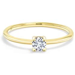 Gem Stone King 10K Yellow Gold Lab Grown Diamond Women Solitaire Engagement Ring (0.17 Ct Round G-H Color Available in size 5, 6, 7, 8, 9)