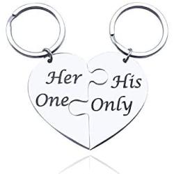 SIDIMELO Couple Keychain Couples Jewelry for Him &Her Valentine Gifts Her one His Only Couple Keychain Inspirational Gifts Jewelry Split Broken Heart Pendant Keychain