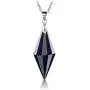 JOVIVI Healing Crystal Necklace Natural Semi-Precious Gemstone 12 Facted Reiki Pointed Healing Stone Chakra Pendant Necklace Pendulum Quartz Jewelry