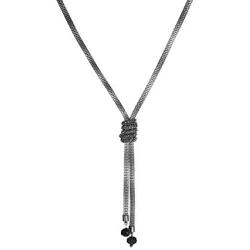 Glass beads Pendant -Necklace Delicate 40'' Net Chain Jewelry for Women and Girls (Gunmetal)