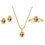 RYLOS Jewelry For Women Yellow Gold Plated Silver Birthstone Jewelry Ring, Earring & Pendant Necklace Gemstone & Genuine Diamonds 6X4MM Birthstone Womens Jewelry Matching Friendship Sizes 5-10