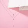 VENSERI 925 Sterling Silver Double Layered Necklace with Three Round Cubic Zirconia Fashion Jewelry for Women