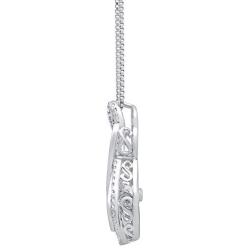 Dancing Diamond''Forever Love'' Two-Hearts Pendant Necklace in 925 Sterling Silver by Parade of Jewels (1/4 ct.tw.), 18''