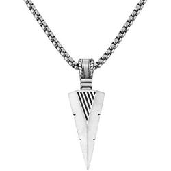 MyNameNecklace Personalized Engraved Arrow Shape Pendant Necklace in Sterling Silver 925 for Men- Custom Jewelry Gift for Him