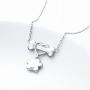 925 Sterling Silver Cute Paw Print Pendant Necklace for Women