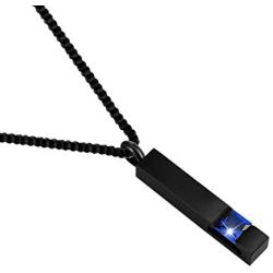 Black Square Bar With Dark Blue Zircon Cremation Urn Necklace for Ashes Memorial Pendant stainless steel Jewelry
