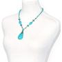 Suyi Long Pendant Turquoise Necklace for Women Bohemian Handmade Beaded Necklace Jewelry