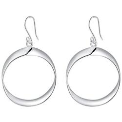 SA SILVERAGE 925 Sterling Silver Oval Twist French Wire Earrings for Women Teardrop Earrings