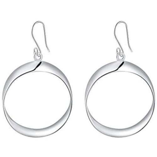 SA SILVERAGE 925 Sterling Silver Oval Twist French Wire Earrings for Women Teardrop Earrings