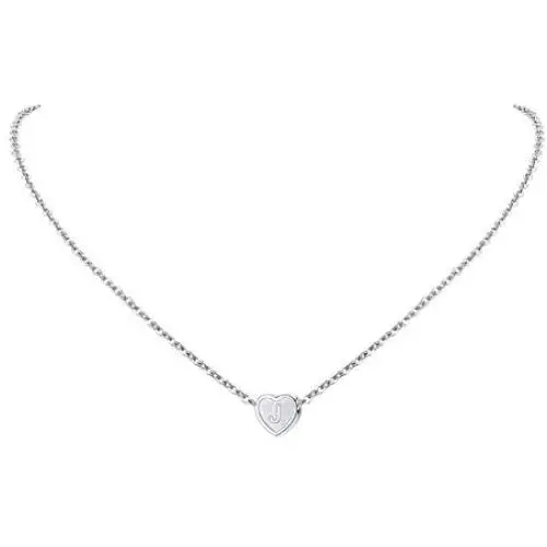 FindChic Dainty Tiny Heart/Hexagon Shaped Initial Necklace with Alphabet Letter A to Z Charms, Stainless Steel/18K Gold Plated Personalized Custom Name Necklaces for Girls & Women