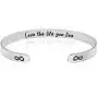 jolliz Inspirational Bracelets for Women- Silver Mantra Bangle Cuff Jewelry- Motivational Gift for Her- Stainless Steel Motivational Engraved Quote Bracelet