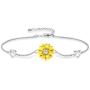 925 Sterling Silver Bracelet for Women Adjustable Sunflower Heart Charm Bracelet Christmas Jewelry Gifts for Mom Girlfriend Birthday