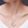 S925 Sterling Silver Stars Crescent Moon Pendant Necklace for Women Girl 18''