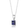 Peora Created Blue Sapphire Drop Earrings and Pendant Necklace Jewelry Set for Women in Sterling Silver, Dainty Heart Accent, 2.75 Carats total Princess Cut, with 18 inch Chain