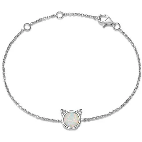 FANCIME Sterling Silver Tiny Cat Earrings/Necklace/Bracelet Created Fire Opal Cute Dot Round Disc Dainty Minimalist Jewelry for Women Girls FANCIME Sterling Silver Tiny Cat Earrings/Necklace/Bracelet Created Fire Opal Cute Dot Round Disc Dainty Minimalist Jewelry for Women Girls
