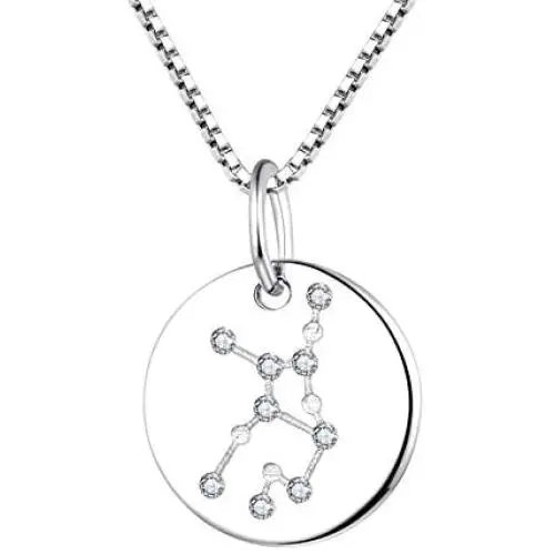 YL Womens Constellation Jewelry Sterling Silver Zodiac Necklace Astrology Coin Disc Horoscope Pendant with 18K White/Rose Gold Plated YL Womens Constellation Jewelry Sterling Silver Zodiac Necklace Astrology Coin Disc Horoscope Pendant with 18K White/Rose Gold Plated