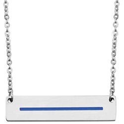 Thin Blue Line Bar Necklace Gift for Wife Mom Appreciation Jewelry