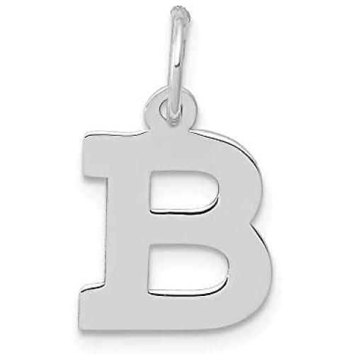 14K White Gold Small Block Initial B Charm