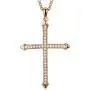 AOOVOO Gold Cross Necklace, Rose Gold with 5A CZ Simulated Diamond Faith Pendant Jewelry for Women Girls, 16-24 Inches Chain with Gift Box