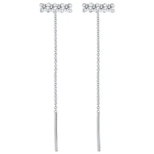 CZ Bar Threader Chain Dangle Drop Earrings for Women Girls S925 Sterling Silver Minimalist Crystal Dangling Hanging Stud Piercing Hypoallergenic Jewelry Gifts CZ Bar Threader Chain Dangle Drop Earrings for Women Girls S925 Sterling Silver Minimalist Crystal Dangling Hanging Stud Piercing Hypoallergenic Jewelry Gifts